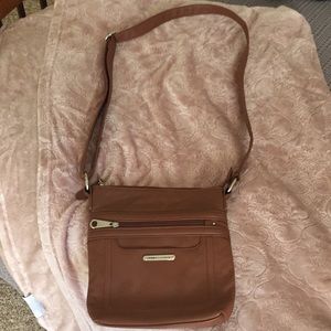 Cognac colored crossbody purse